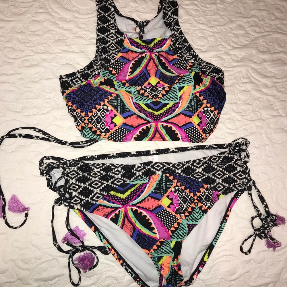 Pattern 2 Piece Swim Suit Plus Size